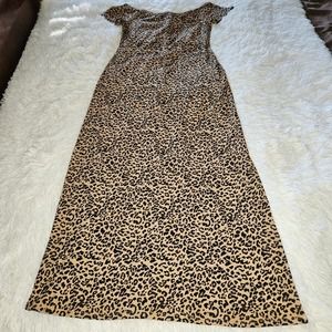 Boston Proper Animal Off the Shoulder Maxi Dress Leopard Print Size Medium
